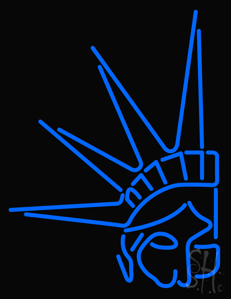 N105-19018-clear Statue of Liberty Clear Backing Neon Sign - Blue - 31 in. Tall x 24 in. Wide