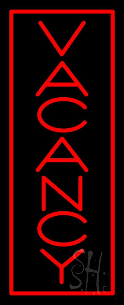 N105-1008-clear Vertical Vacancy Clear Backing Neon Sign - Red - 13 in. Tall x 32 in. Wide
