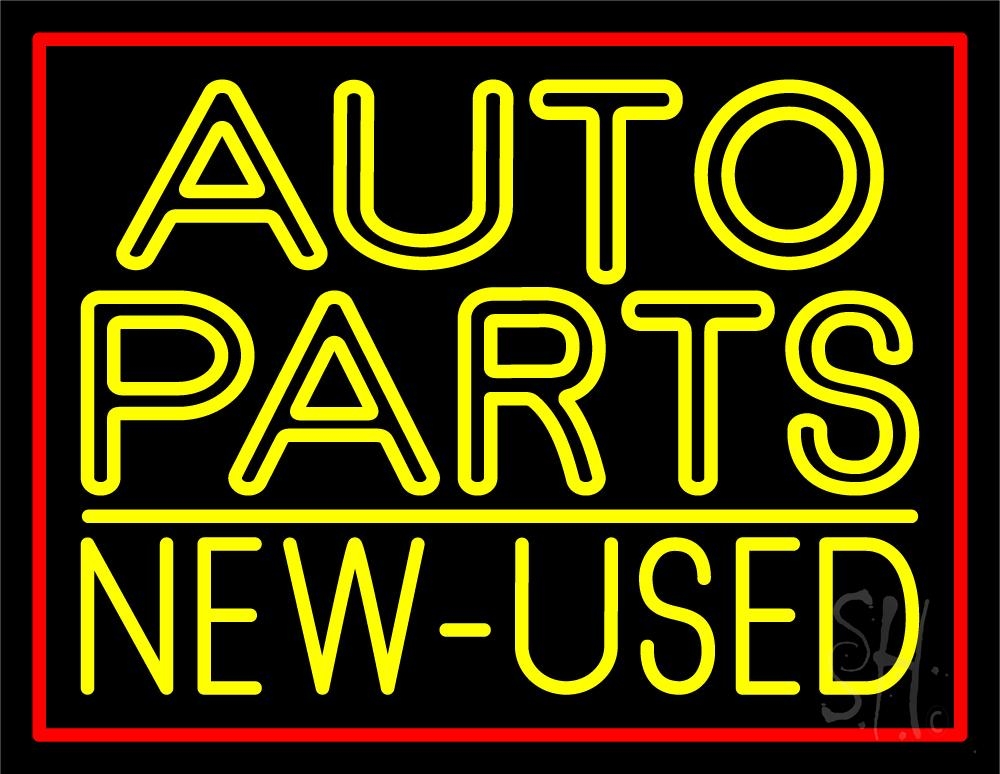N105-5727-clear Double Stroke Auto Parts Red Border Clear Backing Neon Sign - Yellow & Red - 24 in. Tall x 31 in. Wide -  The Sign Store