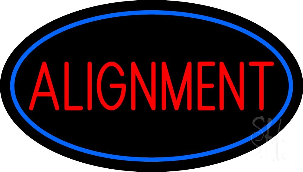 N105-5793-clear Red Alignment Blue Oval Clear Backing Neon Sign - 17 in. Tall x 30 in. Wide