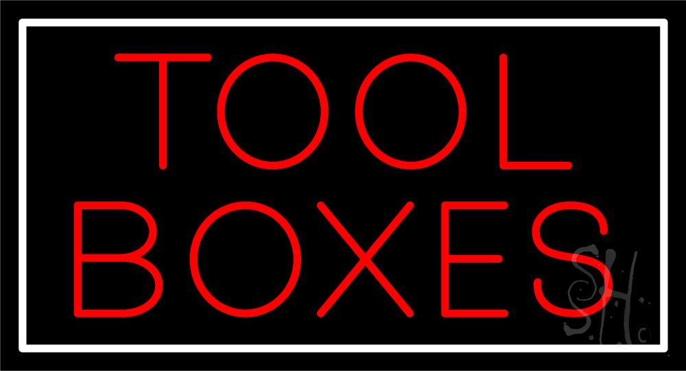 N105-5821-clear Red Tool Boxes Clear Backing Neon Sign - White & Red - 20 in. Tall x 37 in. Wide