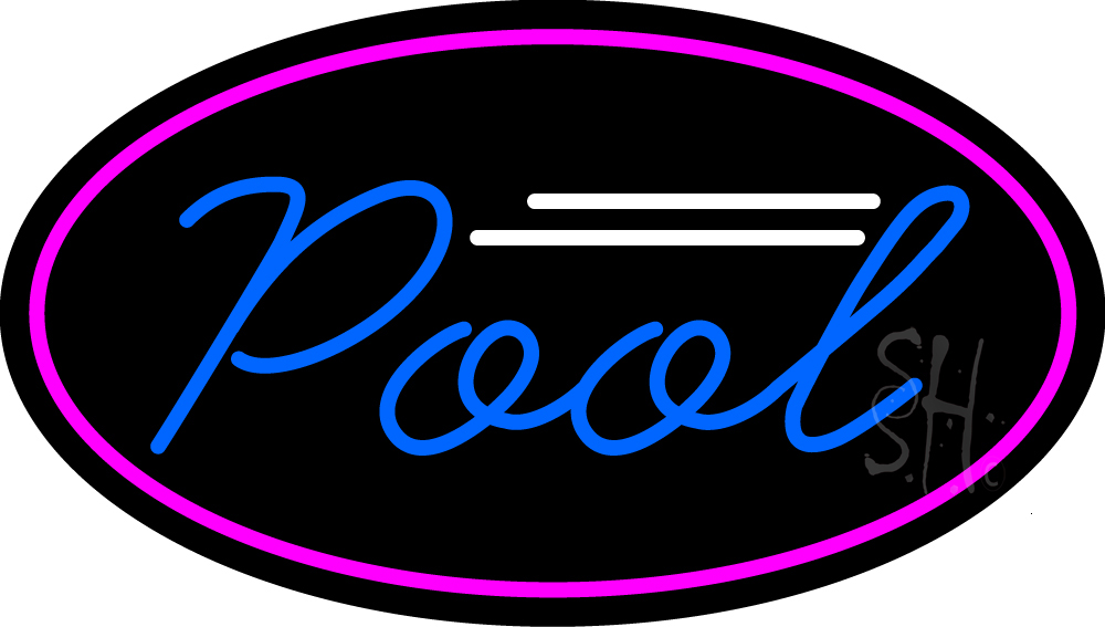 N105-15080-clear Blue Pool Oval with Pink Border Clear Backing Neon Sign - Pink, Blue & White - 17 in. Tall x 30 in. Wide