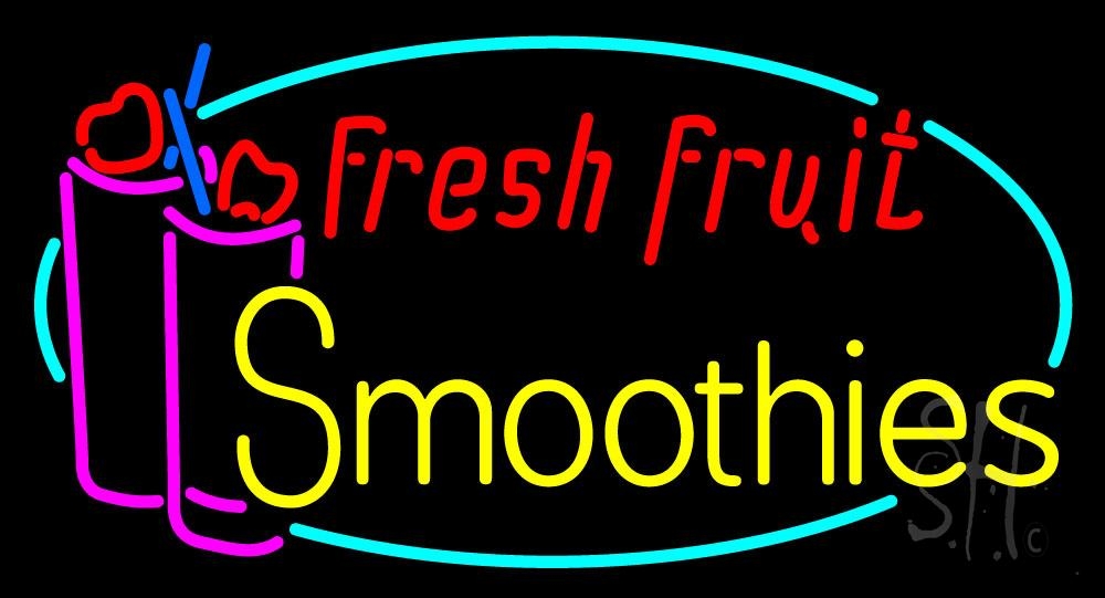 N105-2864-clear Oval Fresh Fruit Smoothies Clear Backing Neon Sign - Multi Color - 20 in. Tall x 37 in. Wide