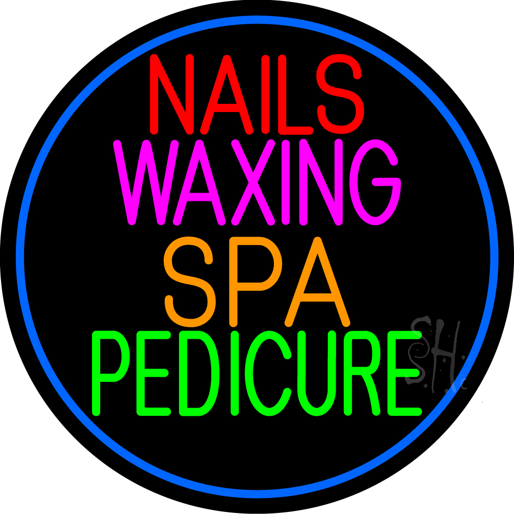 N105-13659-clear Nails Waxing Spa Pedicure Clear Backing Neon Sign - Multi Color - 26 in. Tall x 26 in. Wide