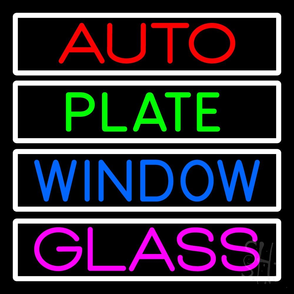 N105-6210-clear Auto Plate Window Glass with White Border Clear Backing Neon Sign - Multi Color - 24 in. Tall x 24 in. Wide