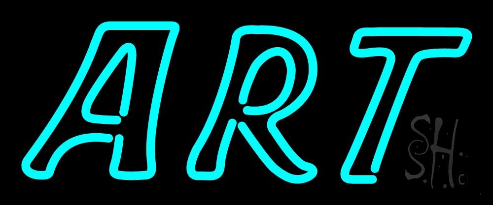 N105-6720-clear Turquoise Double Stroke Art Clear Backing Neon Sign - Terquoise - 10 in. Tall x 24 in. Wide