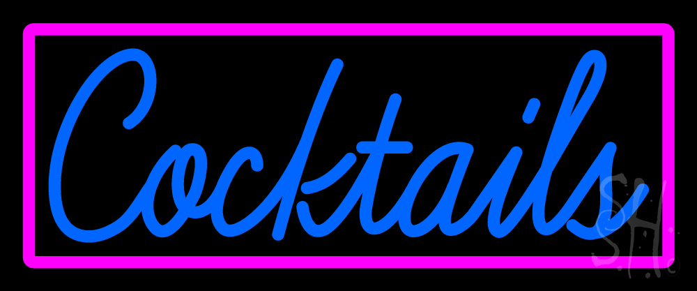 N105-15258-clear Cursive Cocktail Bar Clear Backing Neon Sign - Blue & Pink - 10 in. Tall x 24 in. Wide