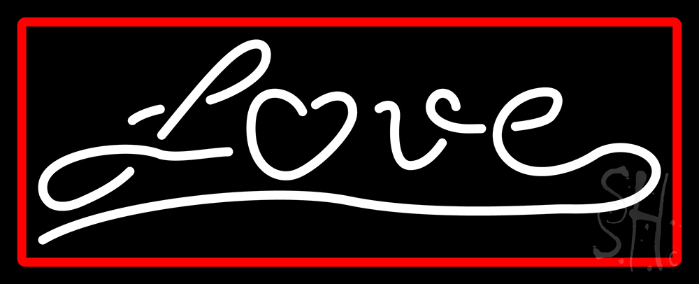 N105-15263-clear Cursive Love with Red Border Clear Backing Neon Sign - Red & White - 13 in. Tall x 32 in. Wide