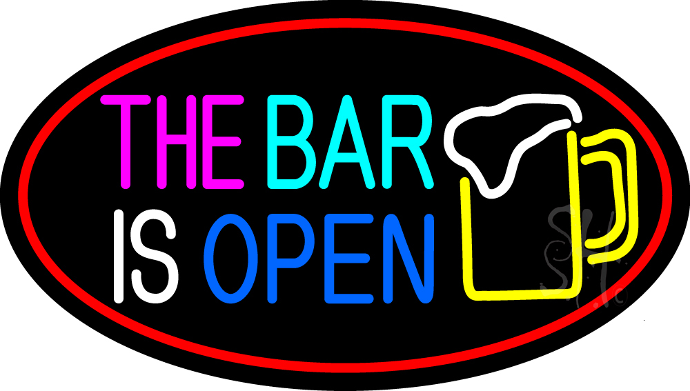 N105-16209-clear This Bar Is Open with Beer Mug Clear Backing Neon Sign - Multi Color - 17 in. Tall x 30 in. Wide