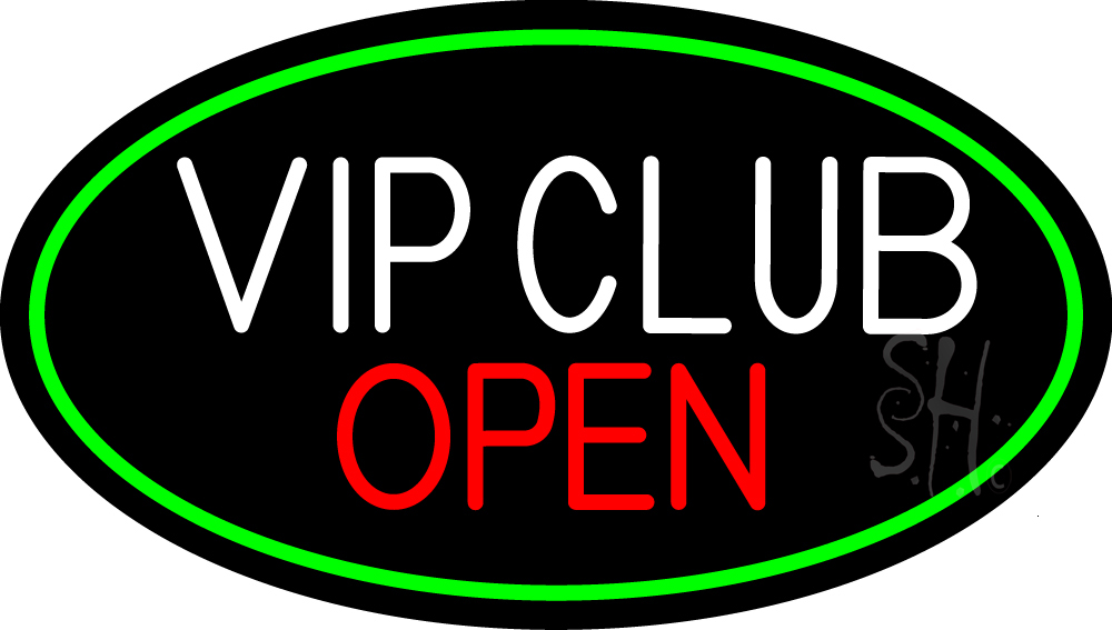N105-16273-clear Vip Club Open Clear Backing Neon Sign - White, Red & Green - 17 in. Tall x 30 in. Wide