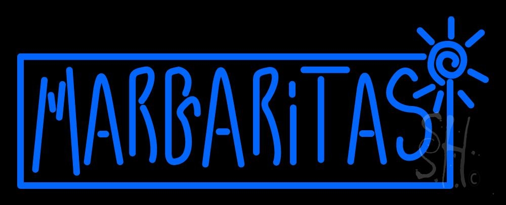 N105-2152-clear Blue Double Stroke Margaritas Clear Backing Neon Sign - 13 in. Tall x 32 in. Wide