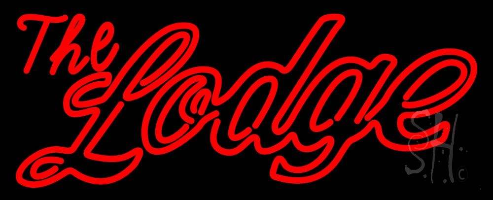 N105-2199-clear Cursive Red Lodge Clear Backing Neon Sign - Red - 13 in. Tall x 32 in. Wide