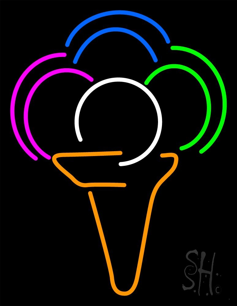 N105-1172-clear Colorful Ice Cream Cone Clear Backing Neon Sign - Multi Color - 31 in. Tall x 24 in. Wide