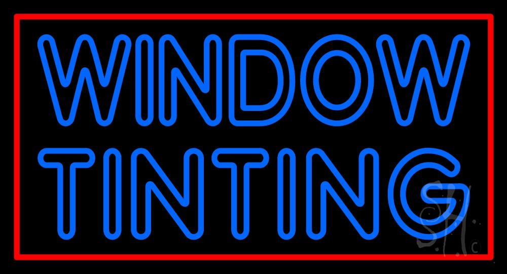 N105-5910-clear Double Stroke Window Tinting Red Border Clear Backing Neon Sign - Blue & Red - 20 in. Tall x 37 in. Wide