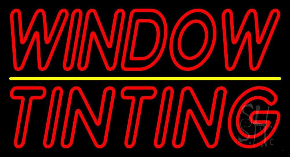 N105-5911-clear Double Stroke Window Tinting Yellow Line Clear Backing Neon Sign - Red & Yellow - 20 in. Tall x 37 in. Wide