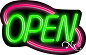 N100-06348-clear Deco Style Green Open with Pink Border Clear Backing Neon Sign - Green & Pink - 14 in. Tall x 22 in. Wide