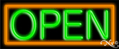 N100-06406-clear Orange Border with Green Open Clear Backing Neon Sign - Orange & Green - 10 in. Tall x 24 in. Wide