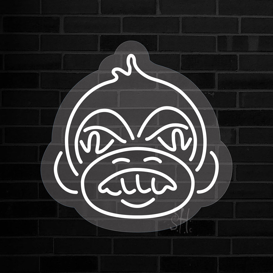16 x 16 in. Angry Monkey Contoured Clear Backing LED Neon Sign - White