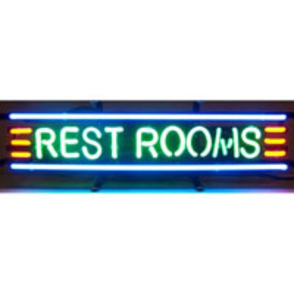 Restrooms Neon Sign 6" Tall x 24" Wide x 4" Deep