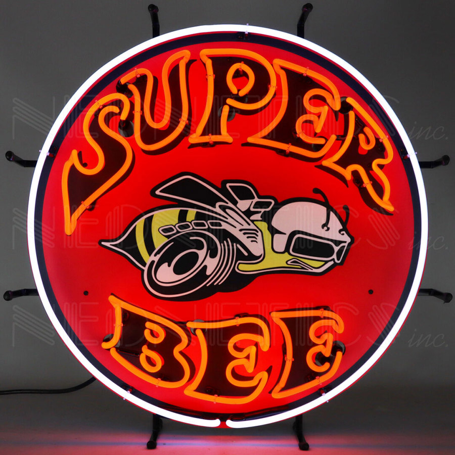 Super Bee Neon Sign With Backing 24" x 24" x 4"