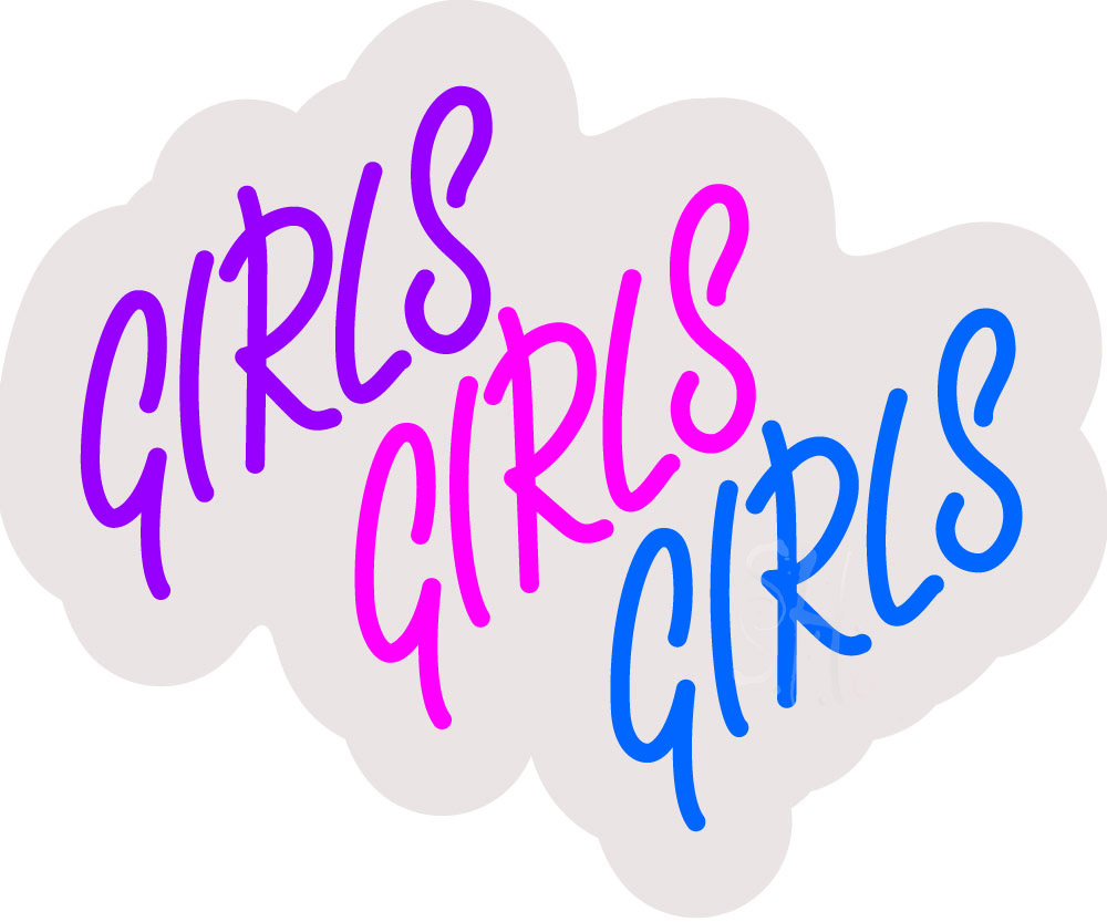 Picture of Everything Neon ENQ-60979 Girls Girls Girls Contoured Clear Backing LED Neon Sign 20&quot; Tall x 24&quot; Wide