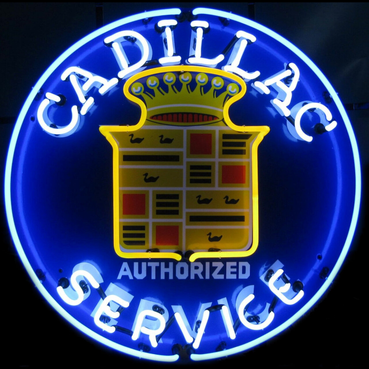 Cadillac Service Neon Sign 25" Tall x 25" Wide x 4" Deep