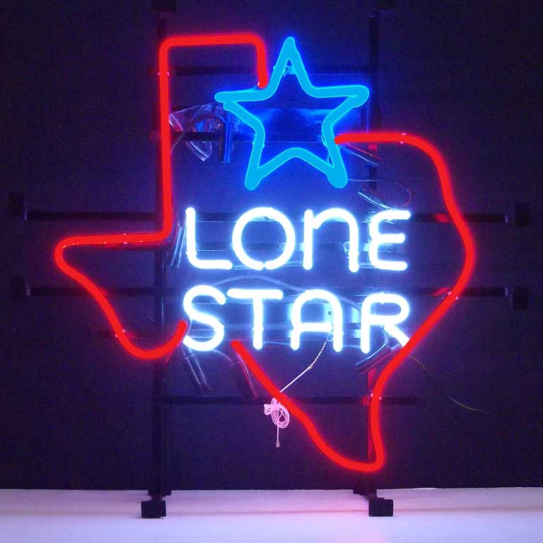 Texas Lone Star Neon Sign 25" Tall x 25" Wide x 4" Deep