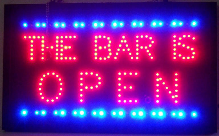Bar Is Open Led Sign 16" Tall x 26" Wide x 1" Deep