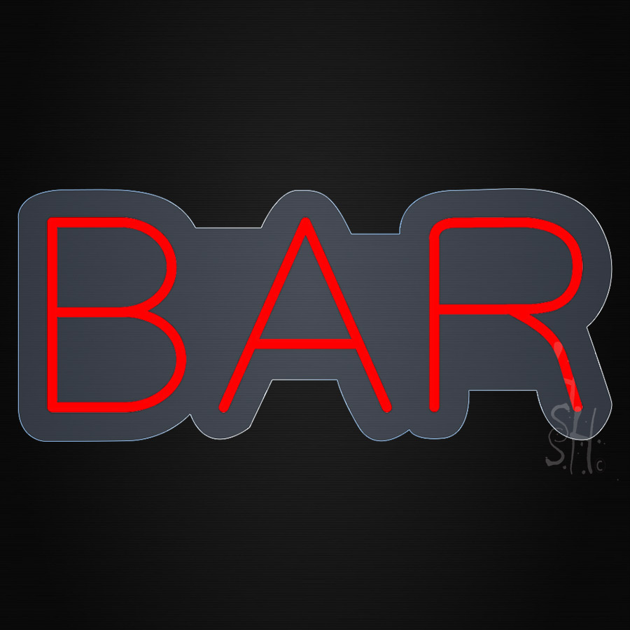Bar Contoured Clear Backing LED Neon Sign 6 x 15 - inches