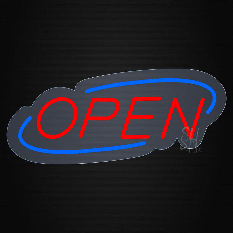 Open Contoured Clear Backing LED Neon Sign 6 x 15 - inches