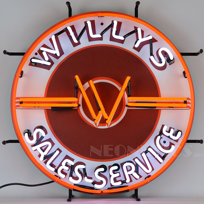 Jeep Willys Sales Service Neon Sign 24" x 24" x 4"