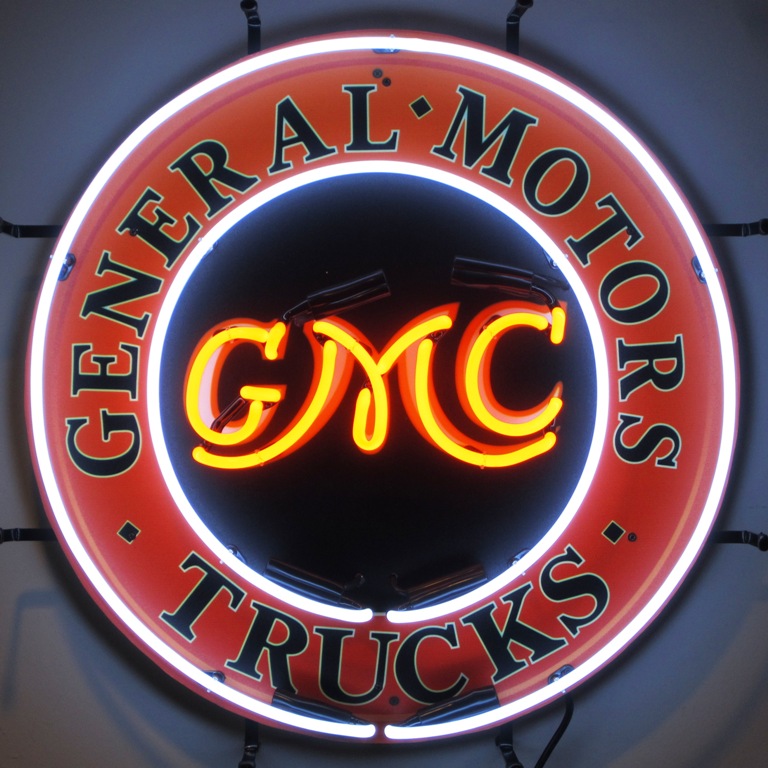 Gmc Trucks Neon Sign with Backing 24" Tall x 24" Wide x 4" Deep