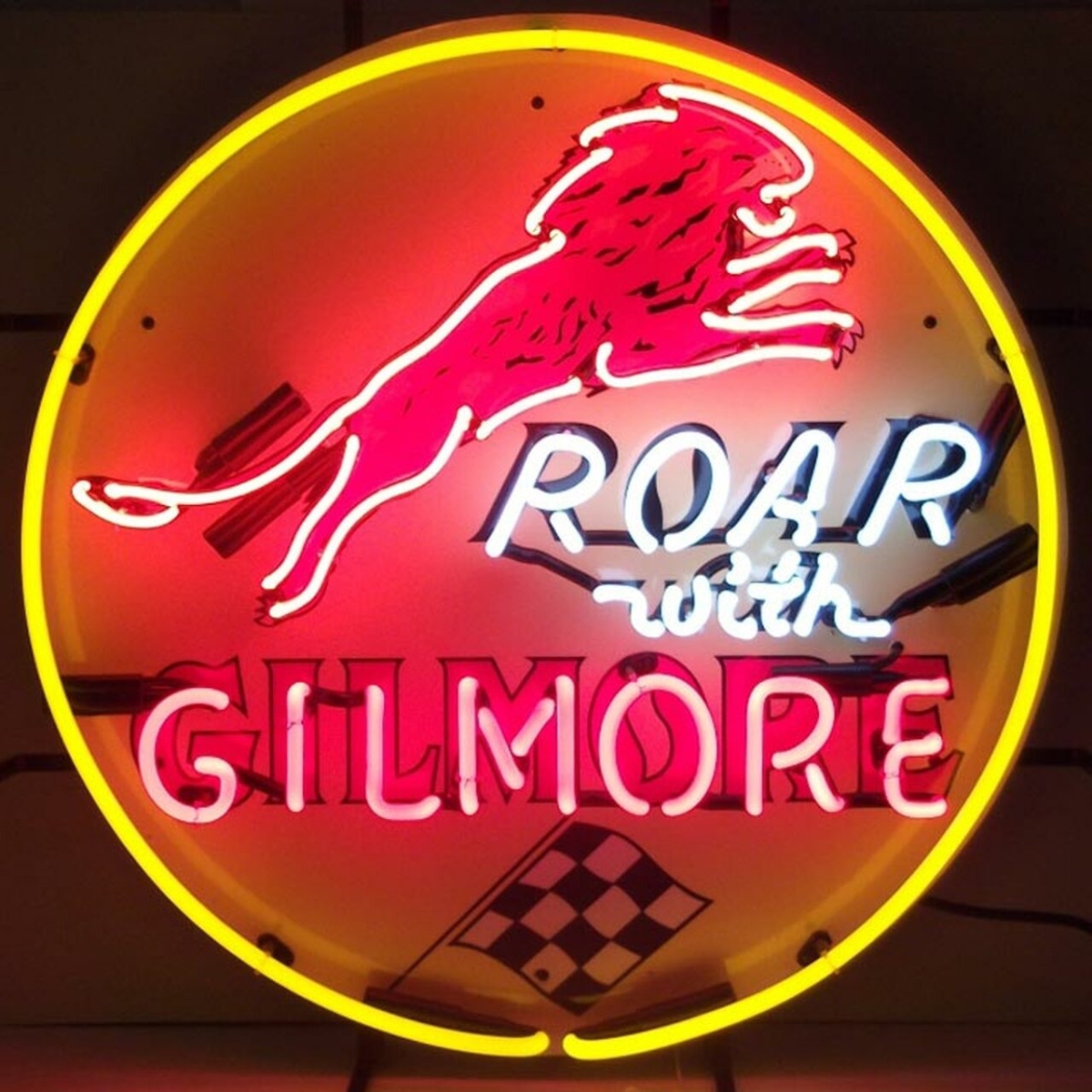 Gilmore Gasoline Neon Sign 24" Tall x 24" Wide x 4" Deep