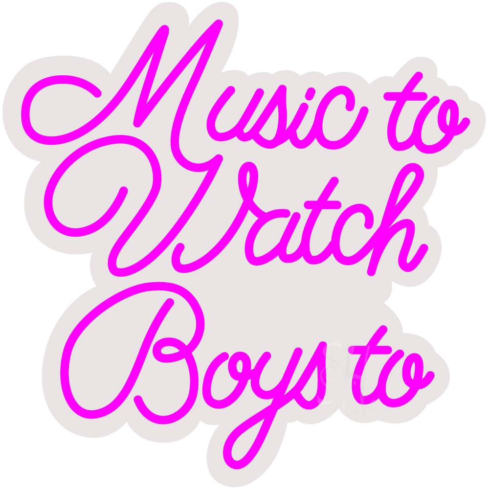 Picture of Everything Neon ENQ-60160 Music To Watch Boys To Contoured Clear Backing LED Neon Sign 16 x 16 - inches