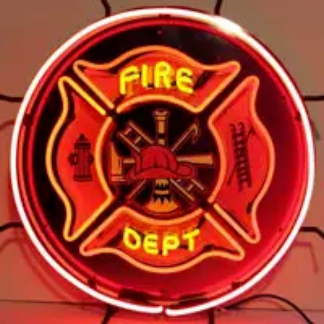 Fire Department Neon Sign 24" Tall x 24" Wide x 4" Deep
