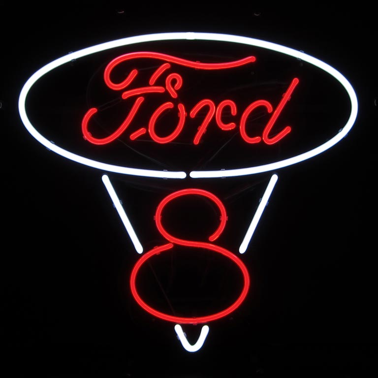 Ford V8 Neon Sign 21" Tall x 22" Wide x 4" Deep