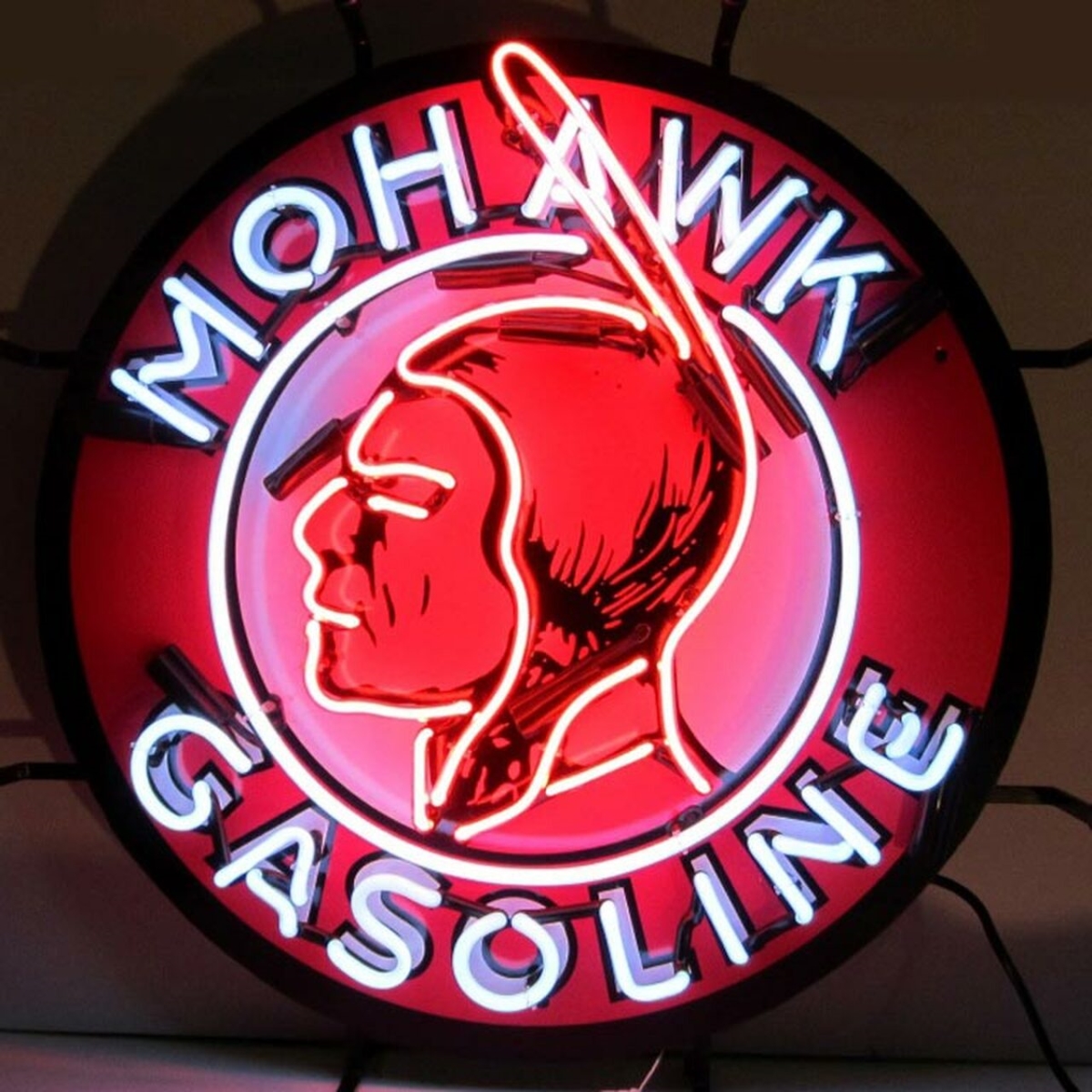 Mohawk Gasoline Neon Sign 24" Tall x 24" Wide x 4" Deep