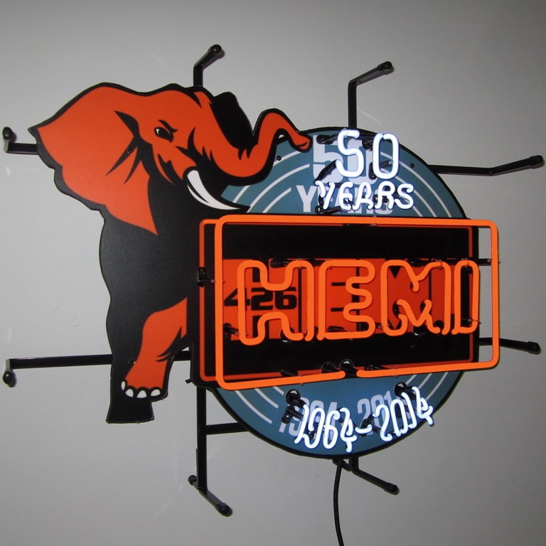 Hemi 50th Anniversary Neon Sign 21" Tall x 26" Wide x 4" Deep