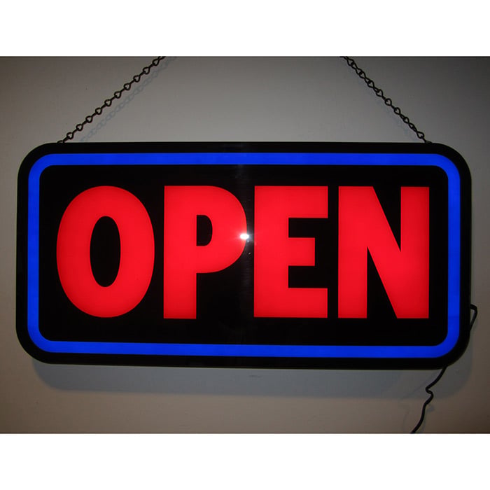 L600-1314 Open Bold Rectangle Led Sign 12" x 24" x 1"