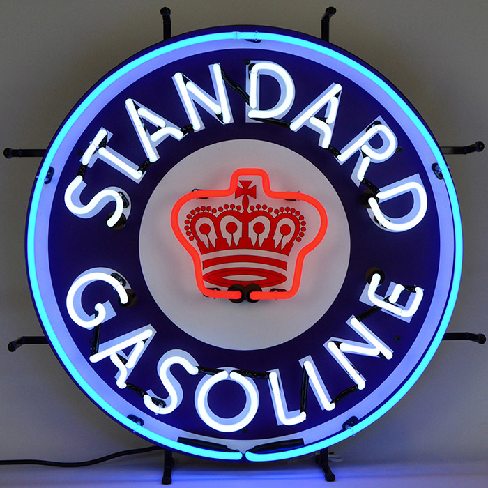 Standard Gasoline Neon Sign with Backing 24" Tall x 24" Wide x 4" Deep
