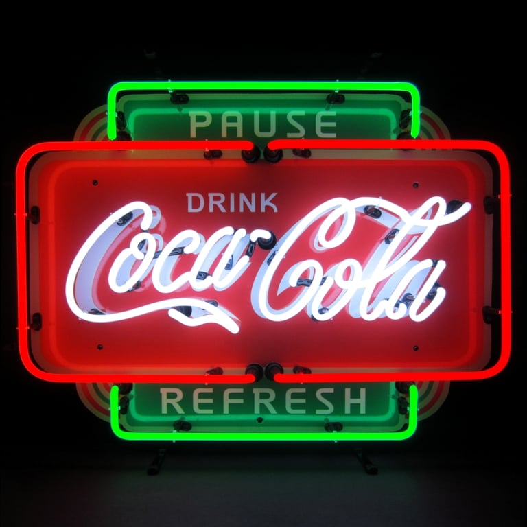 Coca-cola Pause Refresh Neon Sign 20" Tall x 26" Wide x 4" Deep