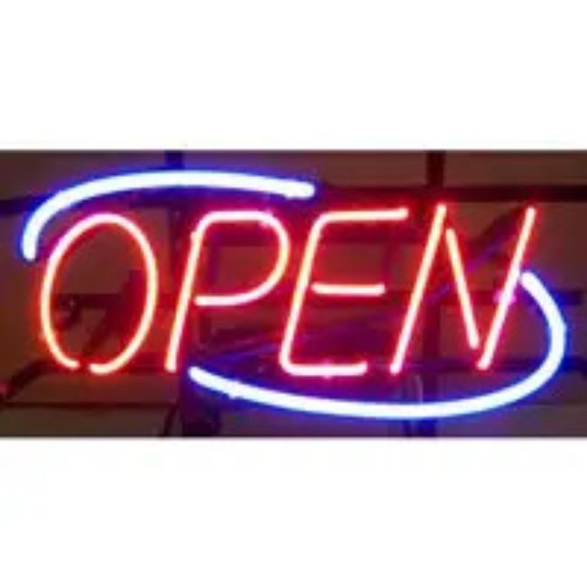 Open Blue Border Neon Sign 10" Tall x 18" Wide x 4" Deep