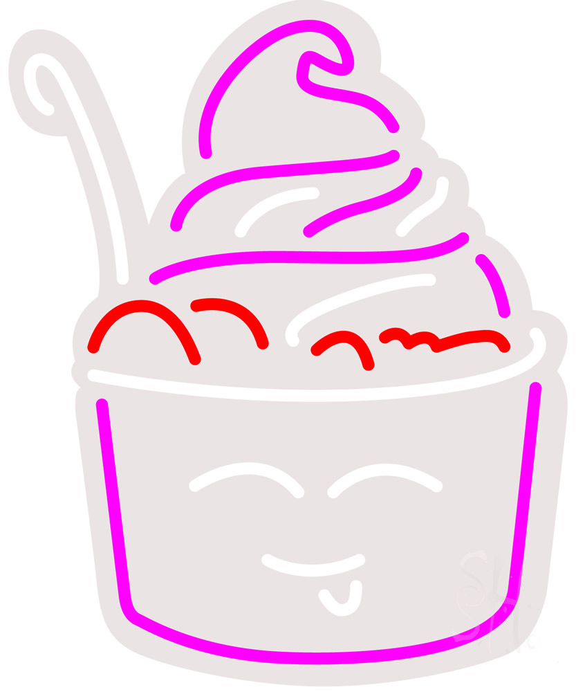 Picture of Everything Neon ENQ-60043 Frozen Yogurt Contoured Clear Backing LED Neon Sign 24&quot; Tall x 20&quot; Wide