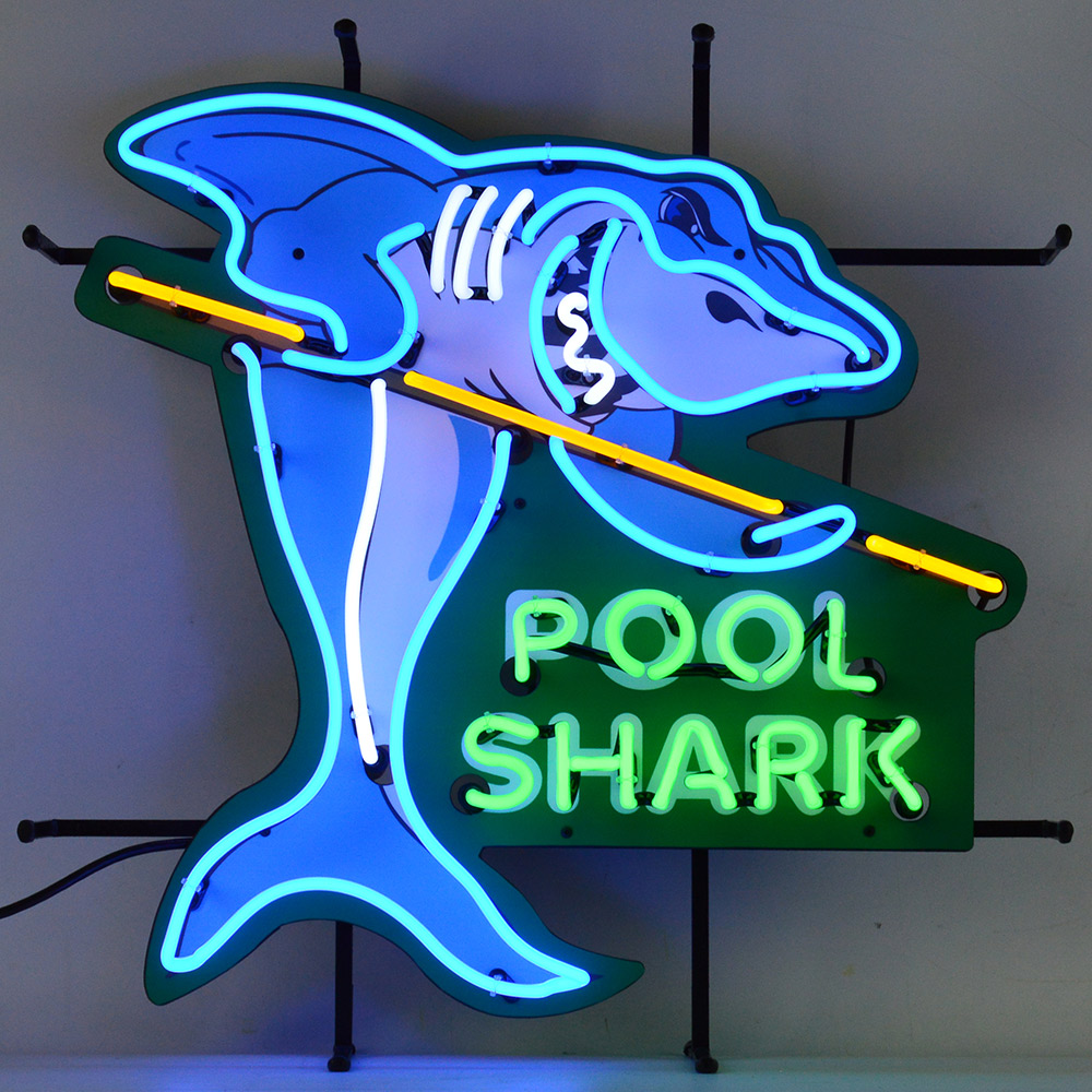 NV-700-0230 Pool Shark Neon Sign With Backing 24" Tall x 24" Wide x 6" Deep -  Everything Neon