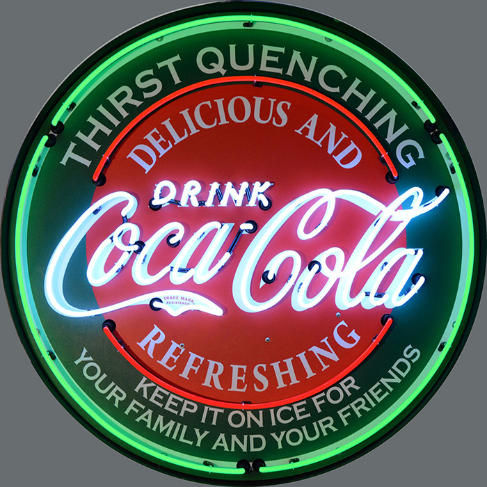 Coca-cola Evergreen 36 Inch Neon Sign in Metal Can 36" Tall x 36" Wide x 6" Deep