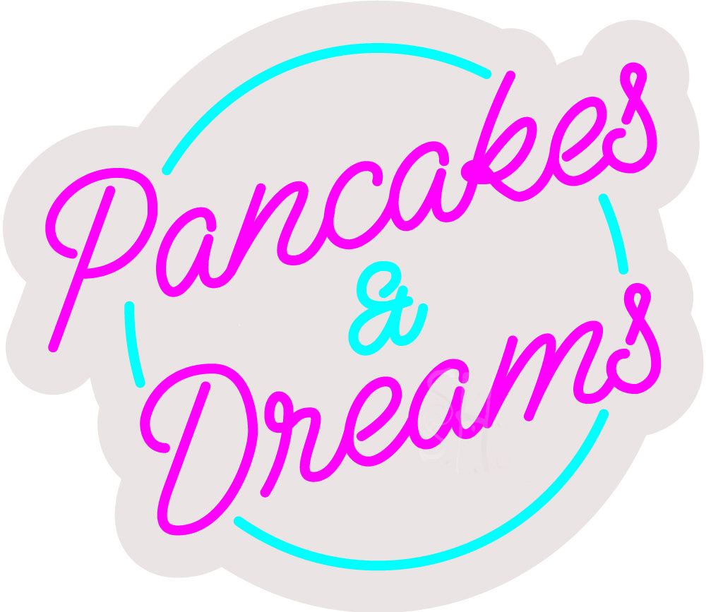 Picture of Everything Neon ENQ-60510 Pancakes Dreams Contoured Clear Backing LED Neon Sign 26&quot; Tall x 30&quot; Wide