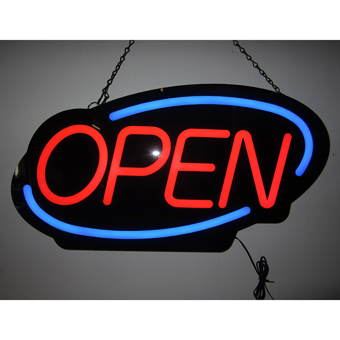 Open Flashing Oval Led Sign 12" x 23" x 1"