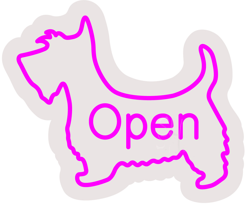 Picture of Everything Neon ENQ-60579 Scottish Terrier Dog Contoured Clear Backing LED Neon Sign 20&quot; Tall x 24&quot; Wide