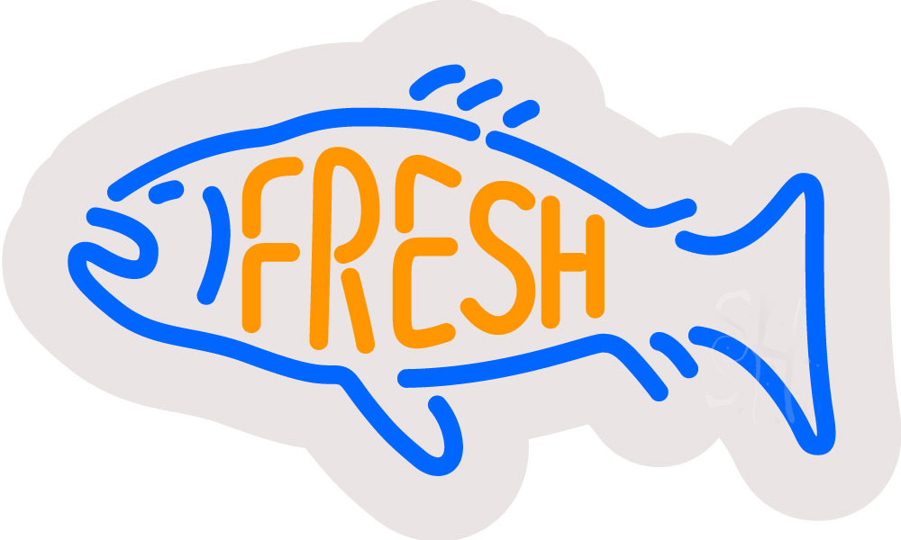 Picture of Everything Neon ENQ-60916 Fresh Fish Contoured Clear Backing LED Neon Sign 12&quot; Tall x 20&quot; Wide