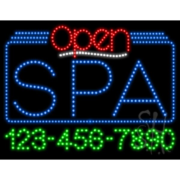24 x 31 x 1 in. Spa Open with Phone Number Animated LED Sign - Red, White & Blue -  WorkstationPro, TH1757291